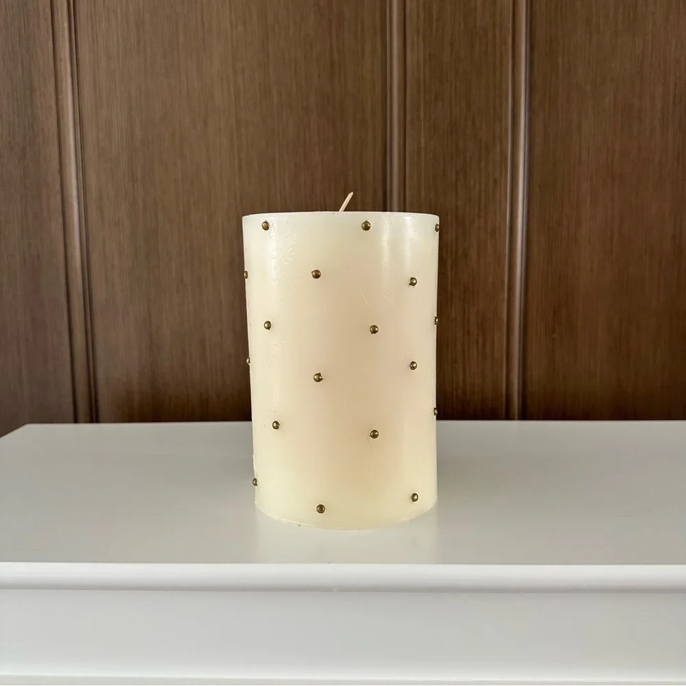 Large Cream Studded Candle